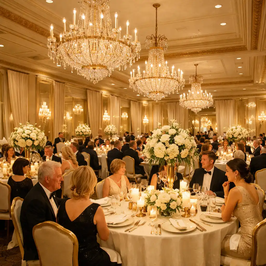 Elegancka sala bankietowa podczas prywatnej gali w Veloriavie